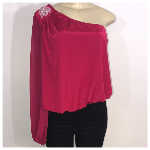 Tops - Pink One Sleeve Casual Blouse Juniors Large